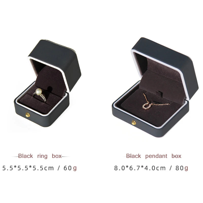 Leather Jewelry Ring Box Pendant Holder Gift Packaging Storage Display