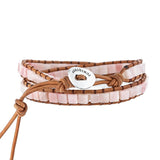 Pink Opal Stone 2 Wraps Bracelet Handwoven Bohemain Women Bracelet