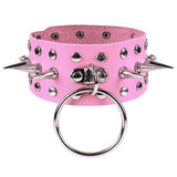 Leather Necklace Women Neck Chain Choker Pendant O-Ring Rivet Jewelry