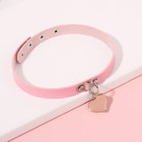 Gothic Style PU Collar Peach Heart Pendant Necklace