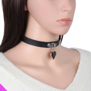 Gothic Style PU Collar Peach Heart Pendant Necklace