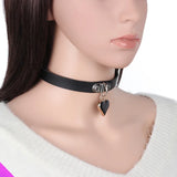 Gothic Style PU Collar Peach Heart Pendant Necklace