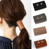 Leather Ponytail Holder Faux Leather Ring Hairpin Fresh Women Hair Tie