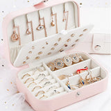 Leather Portable Jewelry Box with Double Layers