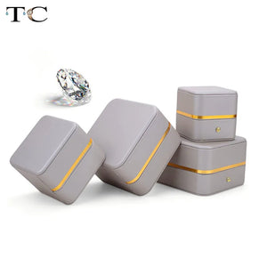 Leather Ring Box Wedding Single Ring Brooch Necklace Box