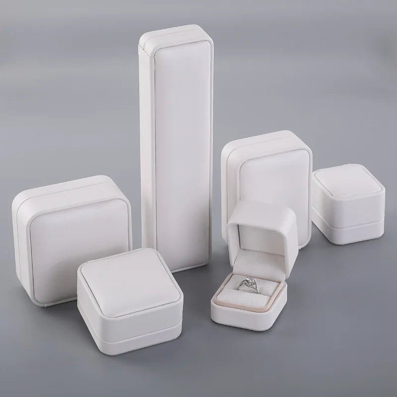 Leather Ring Pendant Earring Box Jewelry Gift Display Packaging