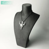 Leather Rope Chain Necklace Bull Head Oxhead Gift For Men