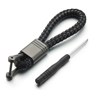 Leather Rope KeyChain Hand Woven Horseshoe Buckle Key Rings Couple Auto Gift