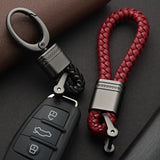 Leather Rope KeyChain Hand Woven Horseshoe Buckle Key Rings Couple Auto Gift