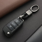 Leather Rope KeyChain Hand Woven Horseshoe Buckle Key Rings Couple Auto Gift