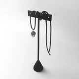 Leather Rope Necklace Skull CZ 925 Sterling Silver Jewelry European Punk Gift