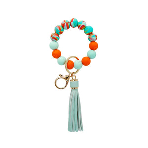 Colorful Beads Bracelet with Tassle Keychain