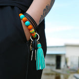 Colorful Beads Bracelet with Tassle Keychain