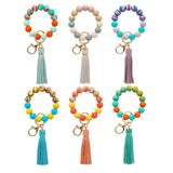Colorful Beads Bracelet with Tassle Keychain