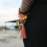 Colorful Beads Bracelet with Tassle Keychain