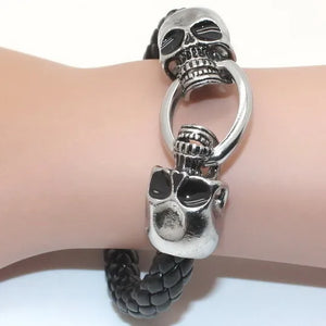 Vintage Tibetan Silver Skull Bracelet for Men