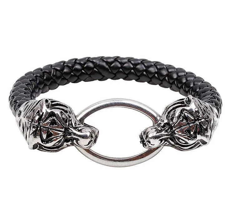 Vintage Tibetan Silver Skull Bracelet for Men