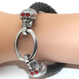 Vintage Tibetan Silver Men Bracelet Titanium Male Parataxis Skull Bangle
