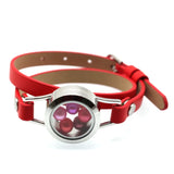 Leather Warp Bracelet with Stainless Steel Pearls Locket