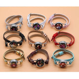 Leather Warp Bracelet with Stainless Steel Pearls Locket