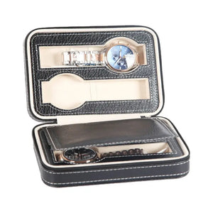 Leather Watch Box 4Slot Travel Jewelry Glasses Collector Storage