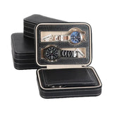 Leather Watch Box 4Slot Travel Jewelry Glasses Collector Storage