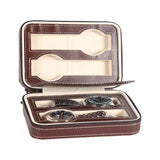 Leather Watch Box 4Slot Travel Jewelry Glasses Collector Storage