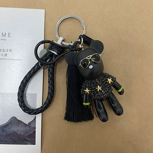 Leather Weave Rope Keychain Tassel Key Ring Gloomy Bear Popobe Pendant