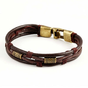 Leather Unisex Bracelet Multi-Layer Hook Chain Christmas Gift