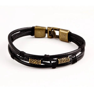 Leather Unisex Bracelet Multi-Layer Hook Chain Christmas Gift