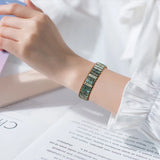 Green Stone Wrap Bracelet with Geometric Beads
