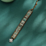 Green Stone Wrap Bracelet with Geometric Beads