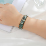 Green Stone Wrap Bracelet with Geometric Beads