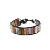 Boho Leather Wrap Bracelet with Jasper Natural Stone