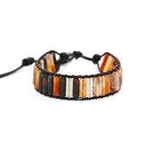 Boho Leather Wrap Bracelet with Jasper Natural Stone