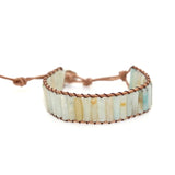 Boho Leather Wrap Bracelet with Jasper Natural Stone