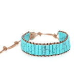 Boho Leather Wrap Bracelet with Jasper Natural Stone