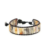 Boho Leather Wrap Bracelet with Cylinder Bead and Turquoises