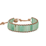 Boho Leather Wrap Bracelet with Cylinder Bead and Turquoises