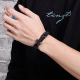 Leather Wristband Bangle Man Bracelet Stainless Steel Wrap Bracelet