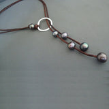 Leather & Pearls Silver Necklace