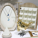 Leather Bag Jewelry Display Real Wood PU Necklaces Earrings Ring Display