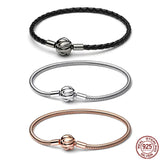 Leather Bracelet 925 Sterling Silver Knot Bracelet DIY Jewelry