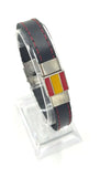 Leather Spain Flag Enamel Bracelet