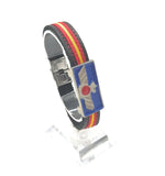 Spain Flag Leather Bracelet with Air Army Plate