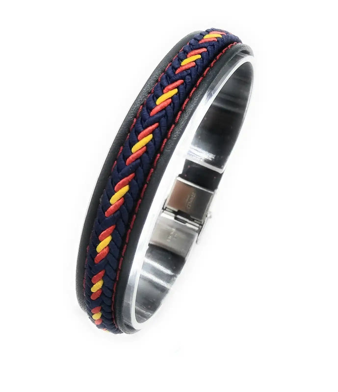 Spain Flag Leather Bracelet