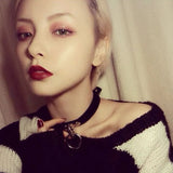 Round Circle pendant Choker Necklace Women Punk Style chocker Goth jewelry