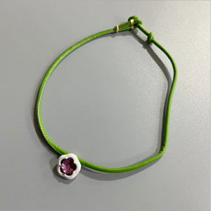 Leather Gemstone Necklace Small Flower Clavicle Chain Ins Sweet Necklace