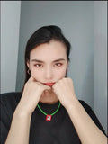 Leather Gemstone Necklace Small Flower Clavicle Chain Ins Sweet Necklace
