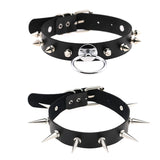 Leather Rivet Choker Necklace - Woman Chains